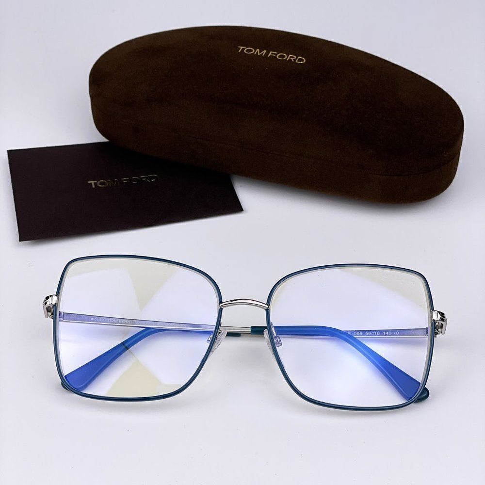 SALE! NEW TOM FORD FT5613-B 098 Butterfly Blue Block Metal Women Eyeglasses
